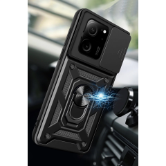 Xiaomi Mi 13t Pro Kılıf Pars Lens Yüzüklü Silikon - Siyah