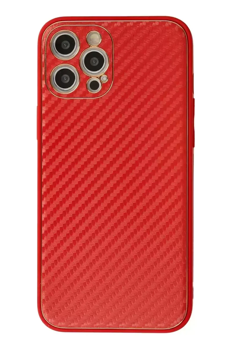 Newface İphone 12 Pro Kılıf Coco Karbon Silikon - Kırmızı