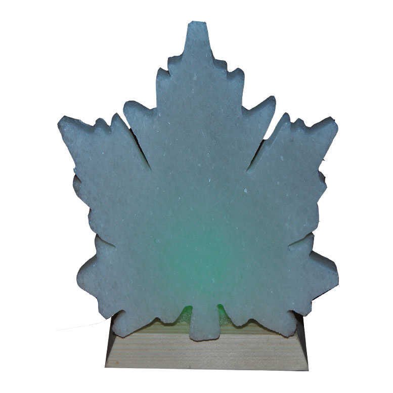 Çınar Yaprağı Şekilli Doğal Kaya Tuzu Lambası Kablolu Ampullü Beyaz 1-2 Kg