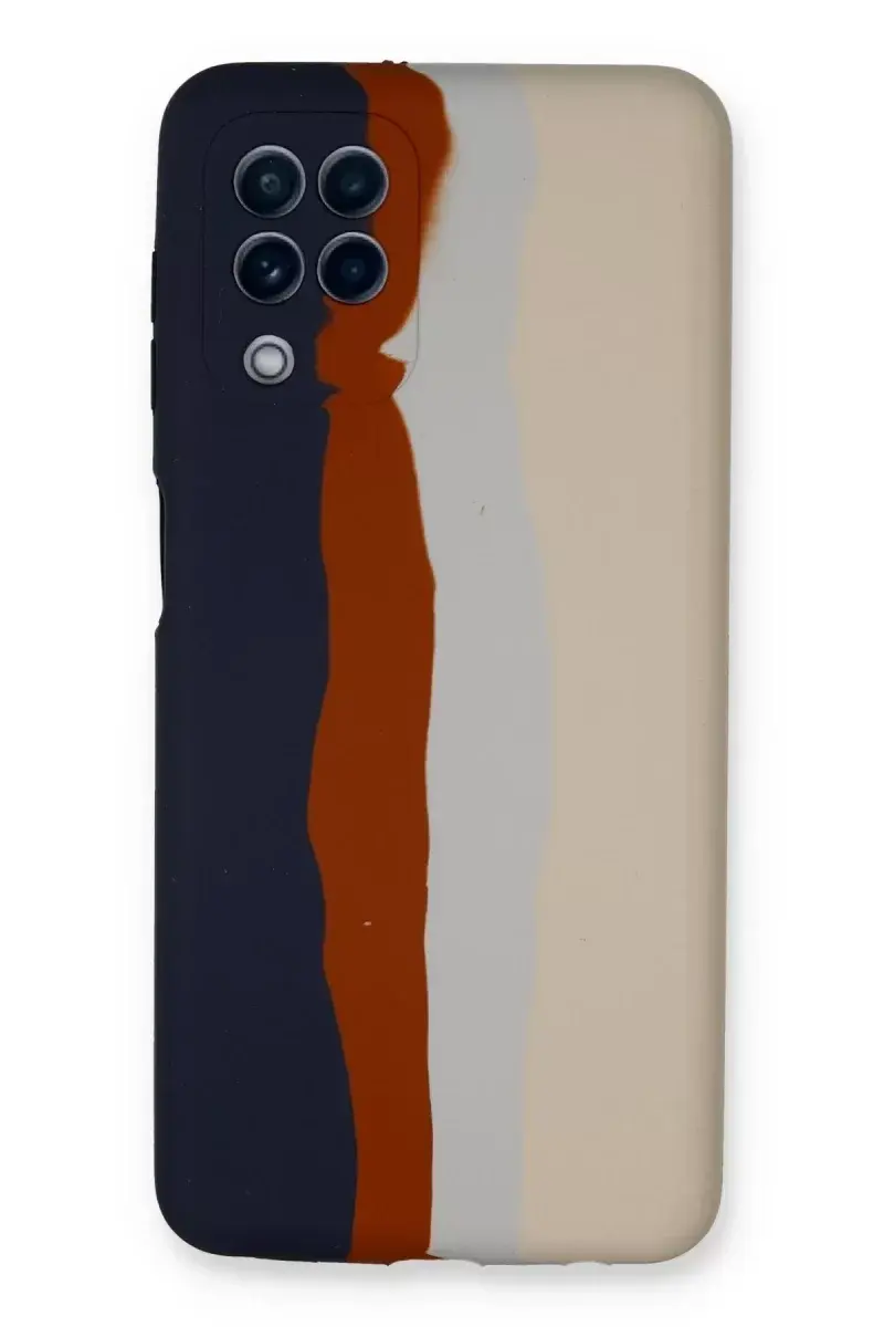 Newface Samsung Galaxy A22 Kılıf Ebruli Lansman Silikon - Lacivert-krem