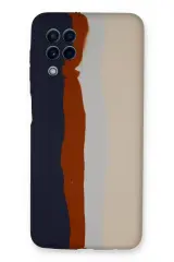 Newface Samsung Galaxy A22 Kılıf Ebruli Lansman Silikon - Lacivert-krem
