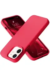 Newface Apple İphone 12 Kılıf Nano İçi Kadife Silikon - Kırmızı