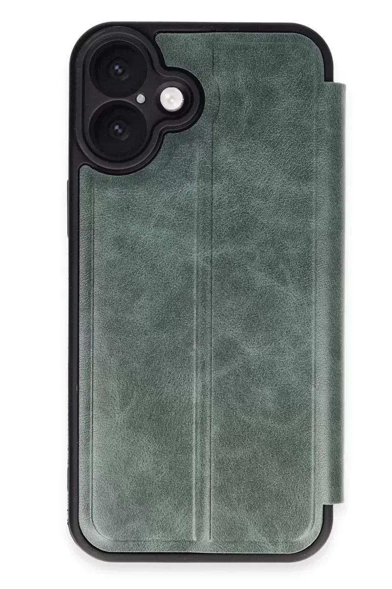 Newface İphone 16 Kılıf Flip Cover - Koyu Yeşil