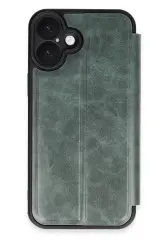 Newface İphone 16 Kılıf Flip Cover - Koyu Yeşil