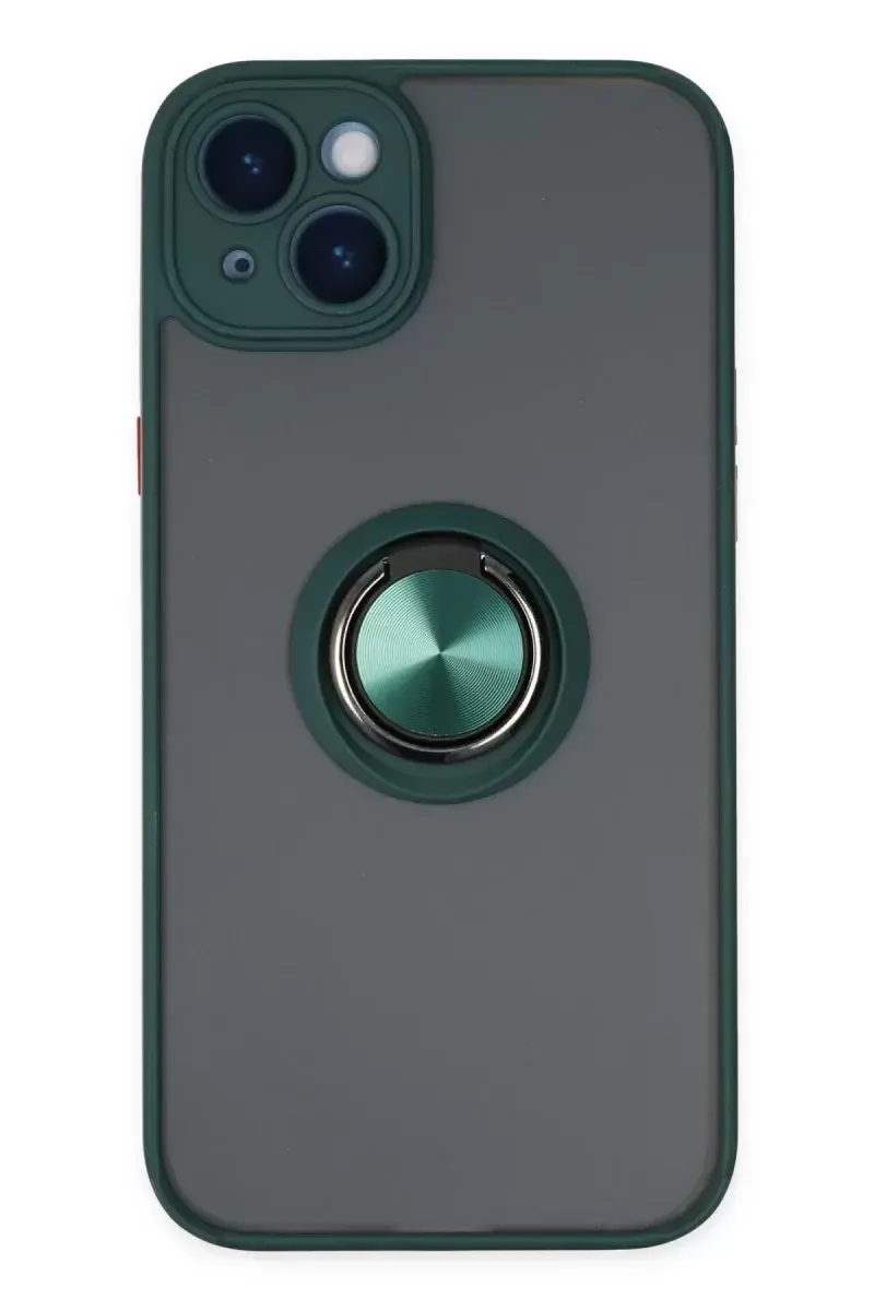 Newface İphone 14 Kılıf Montreal Yüzüklü Silikon Kapak - Yeşil