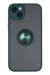 Newface İphone 14 Kılıf Montreal Yüzüklü Silikon Kapak - Yeşil