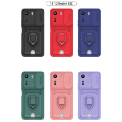 Xiaomi Redmi 13c Kılıf Zuma Kartvizitli Yüzüklü Silikon - Yeşil