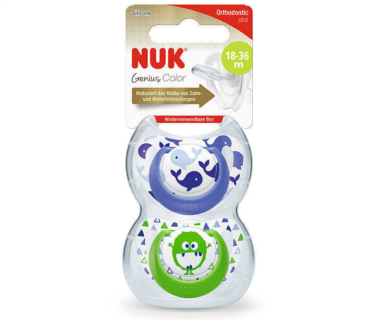 Genius Desenli Silikon Emzik No:3 (18-36 Ay) (2 Adet, Kutulu)