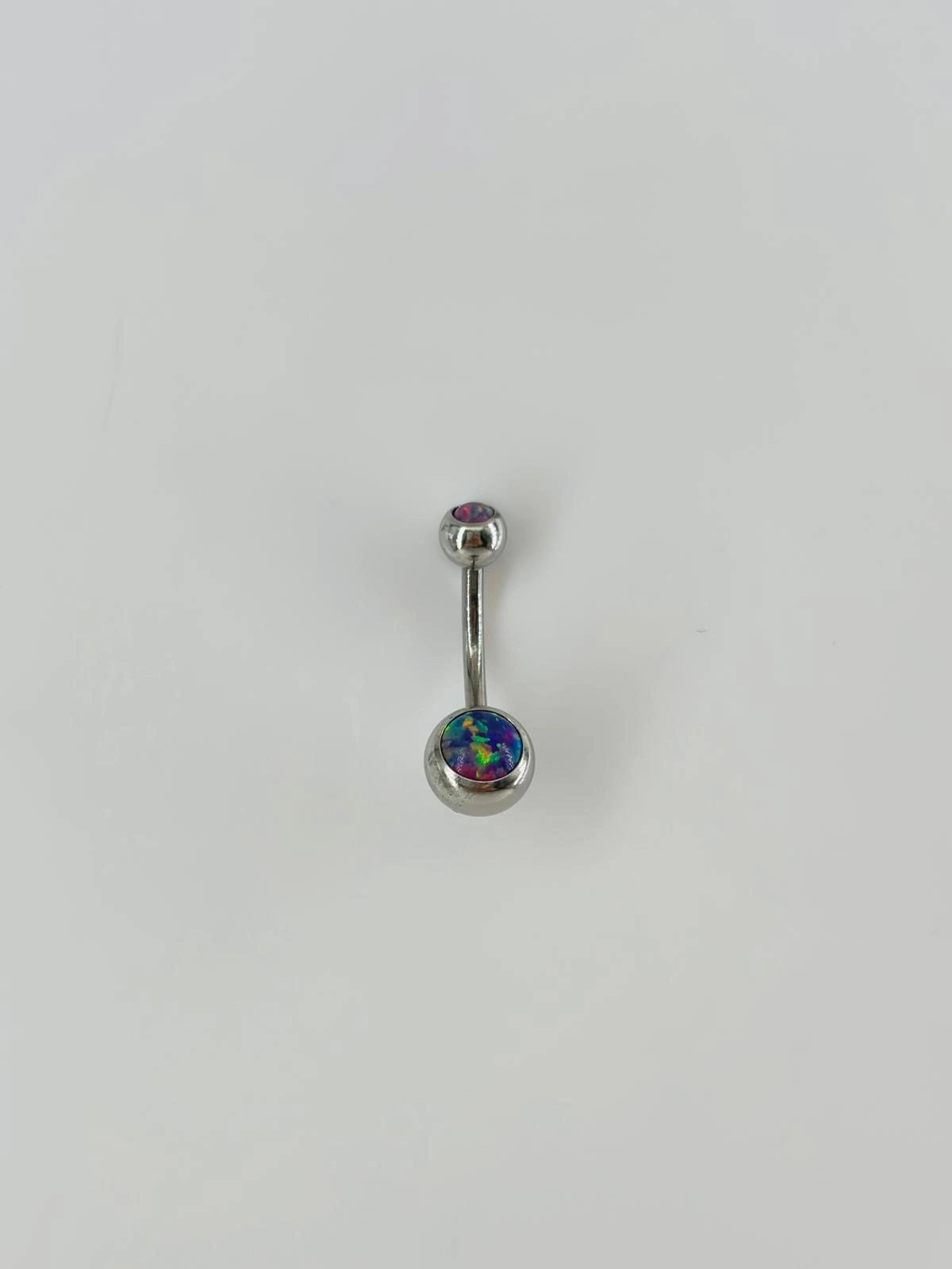 Koyu Hologram Taş Detaylı Göbek Piercing