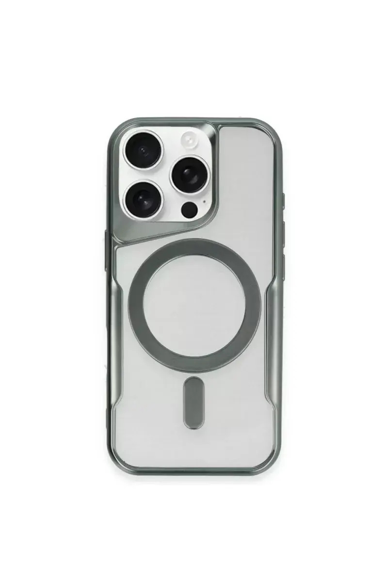 Newface İphone 14 Pro Max Kılıf Boyi Magsafe Silikon Kapak - Yeşil