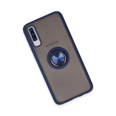 Samsung Galaxy A70 Kılıf Montreal Yüzüklü Silikon Kapak - Lacivert
