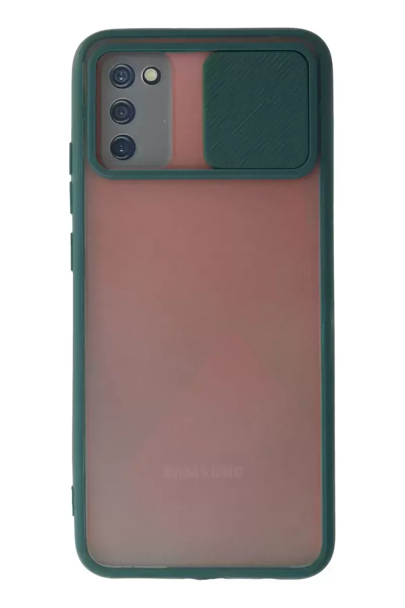 Newface Samsung Galaxy A03s Kılıf Palm Buzlu Kamera Sürgülü Silikon - Yeşil