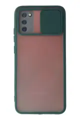 Newface Samsung Galaxy A03s Kılıf Palm Buzlu Kamera Sürgülü Silikon - Yeşil