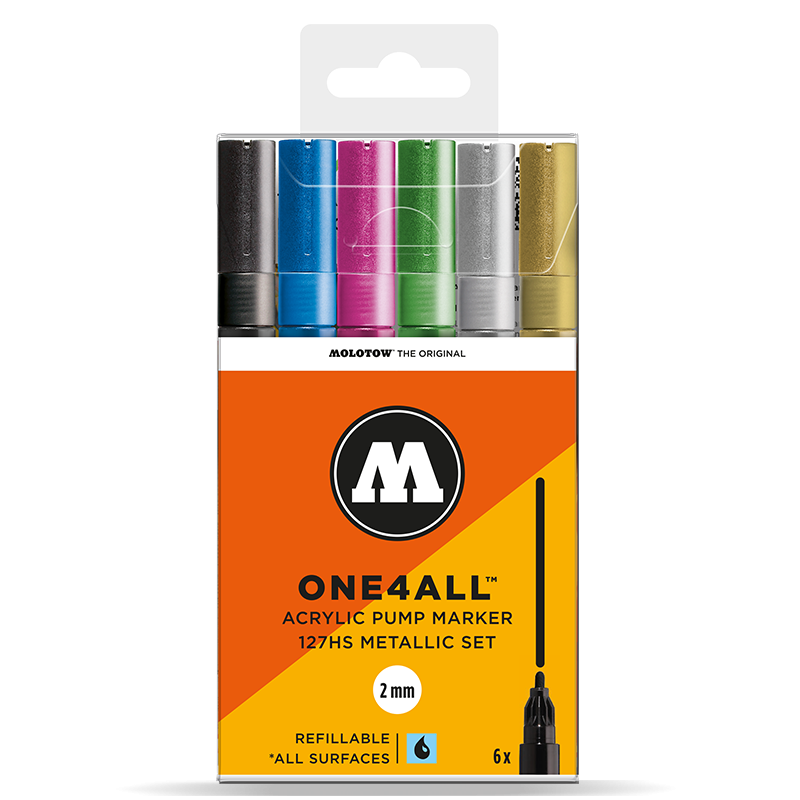 127HS ONE4ALL Akrilik Marker Metalik 6'lı 2mm Set 200.197