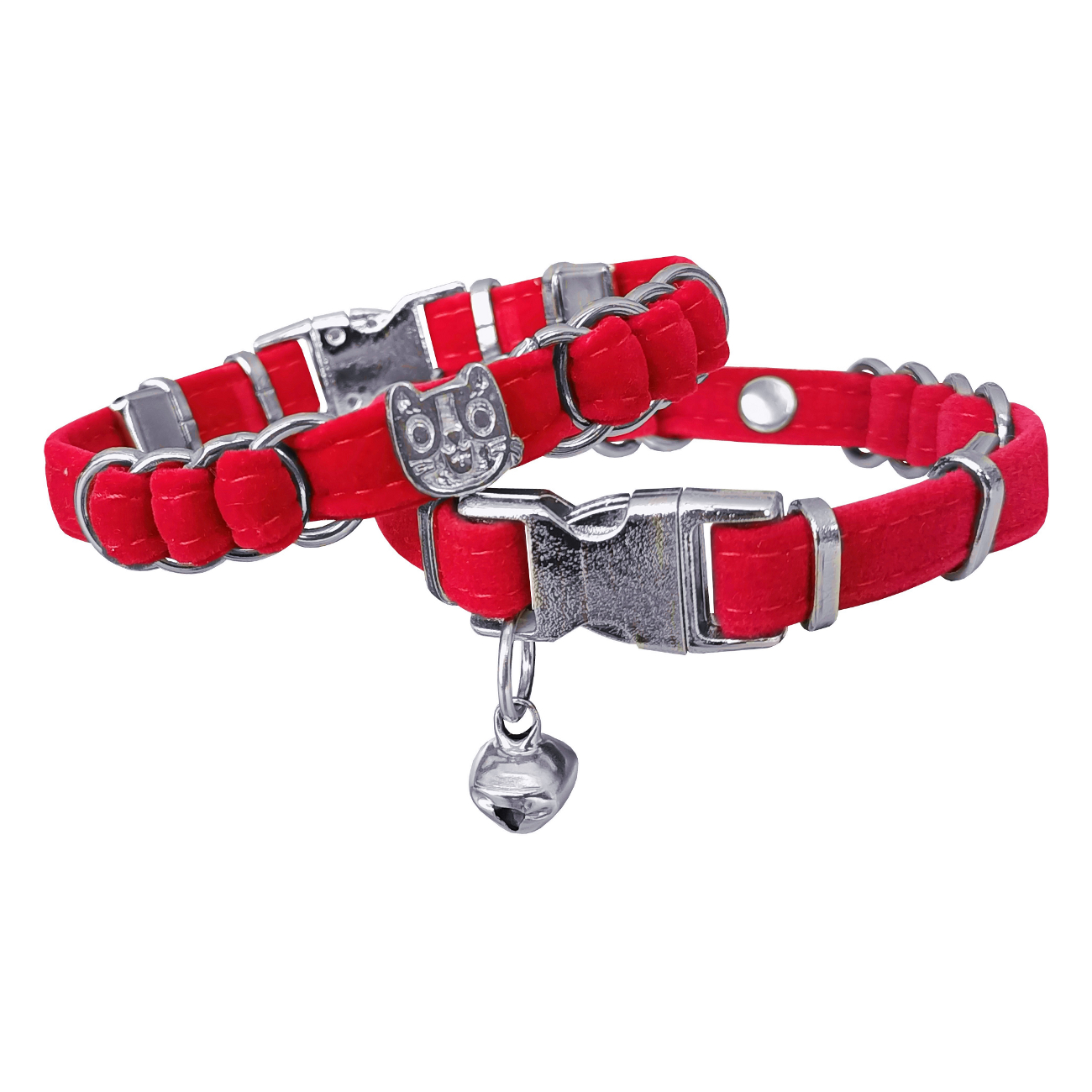 Markapet Kadife Kedi Boyun Tasması Kedi Kafalı 20-32 cm Kırmızı