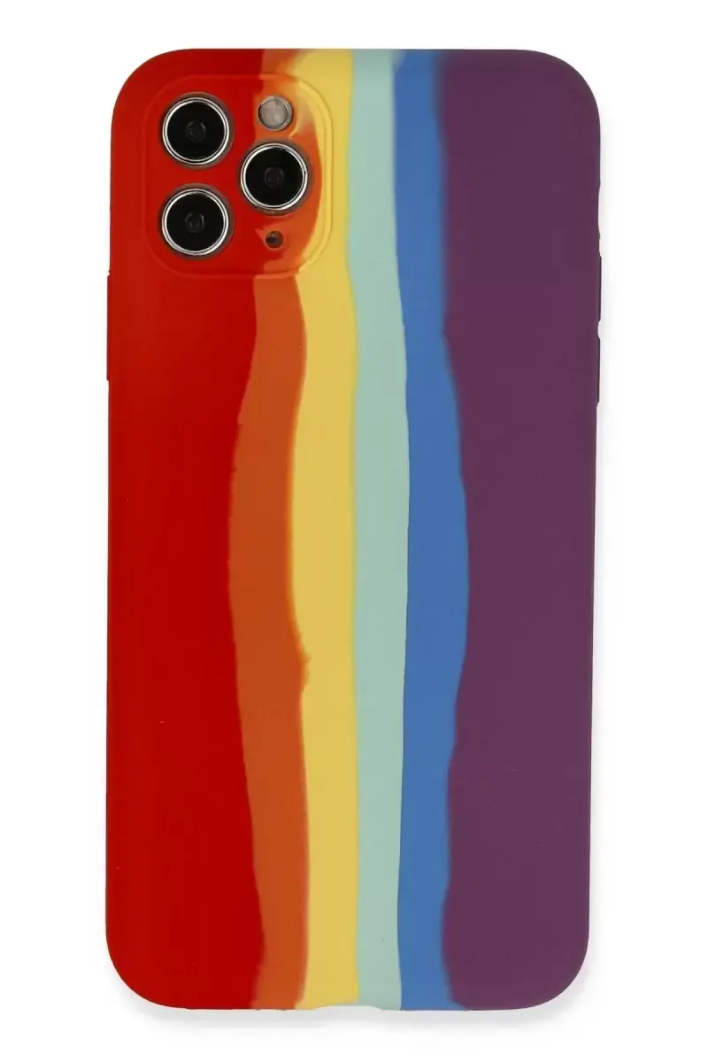 Newface Apple İphone 11 Pro Kılıf Ebruli Lansman Silikon - Kırmızı-mor
