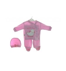 AyBaby AY454 Anne Kuzusu 3Lü Bebek Zıbın Takımı - Pembe