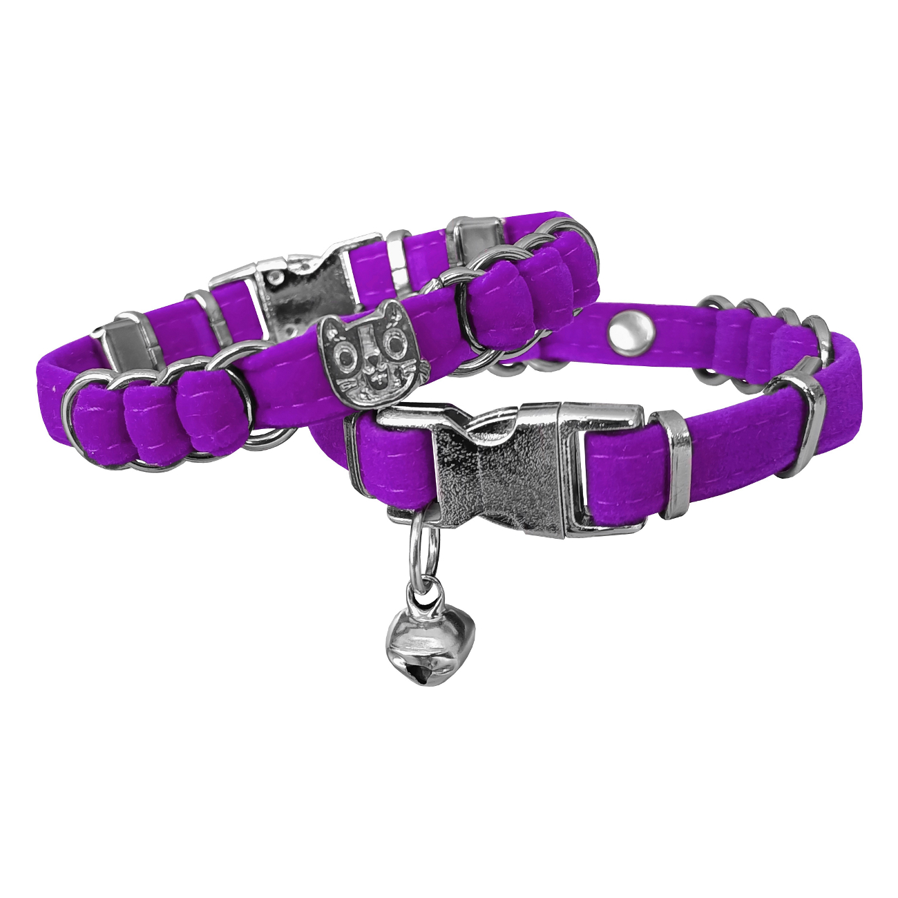 Markapet Kadife Kedi Boyun Tasması Kedi Kafalı 20-32 cm Mor