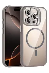 Joko Apple İphone 15 Pro Max Remim Lensli Magsafe Standlı Kapak - Titan Gri