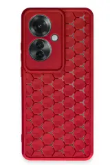 Newface Oppo Reno 11f Kılıf Petek Silikon Kapak - Kırmızı