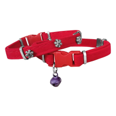 Markapet Kadife Kedi Boyun Tasması Kar Taneli 20-32 cm Kırmızı