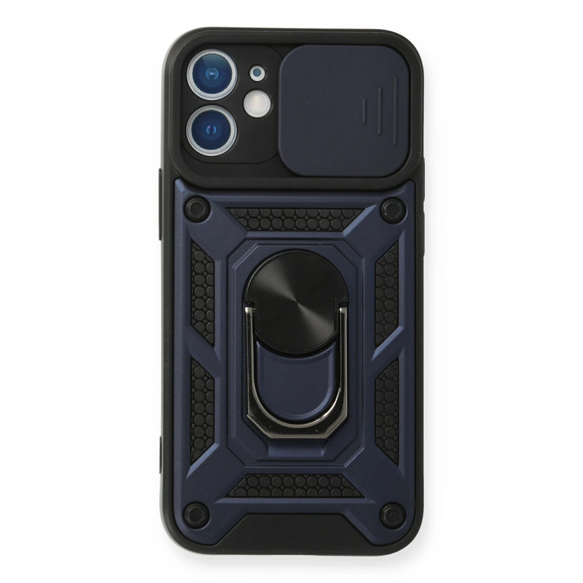 İphone 12 Kılıf Pars Lens Yüzüklü Silikon - Lacivert