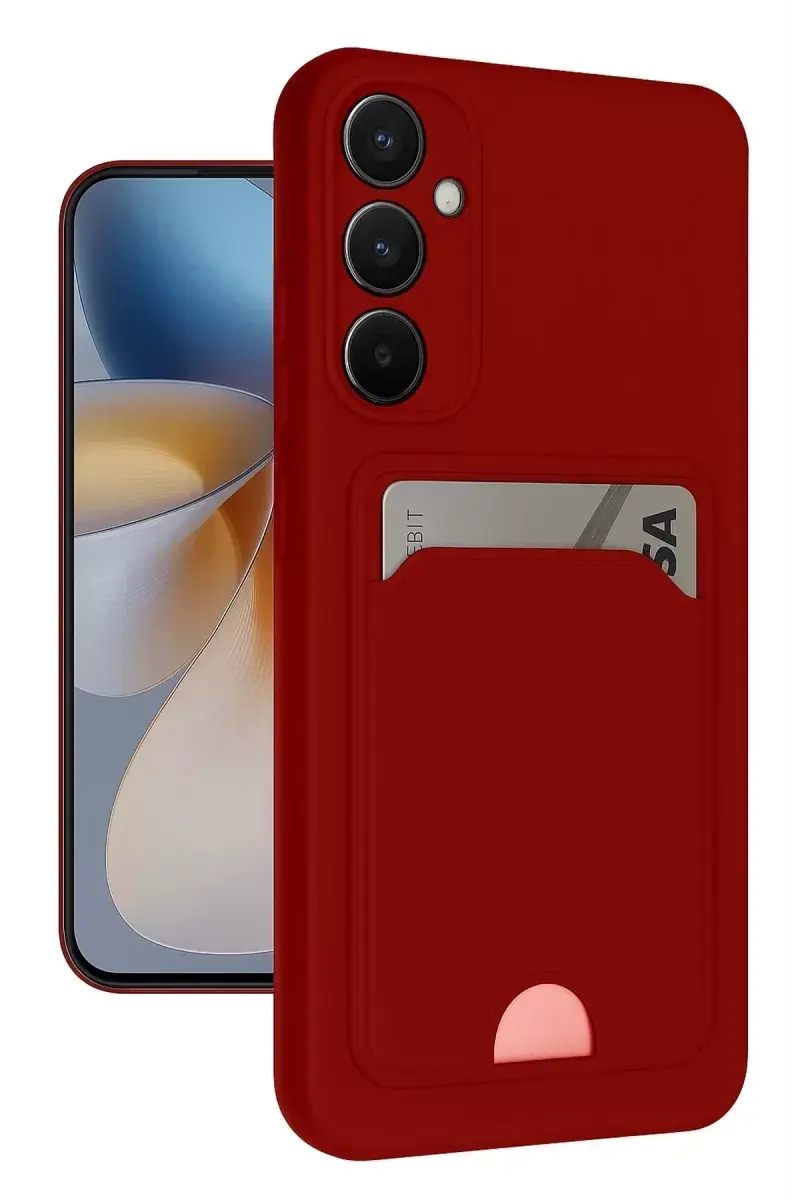 Newface Samsung Galaxy S24 Fe Kılıf Kelvin Kartvizitli Silikon - Kırmızı