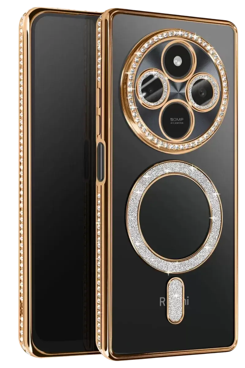 Newface Xiaomi Redmi 14c Joke Simli Magneticsafe Kılıf - Gold