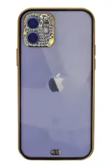 Newface İphone 12 Kılıf Liva Taşlı Silikon - Siyah