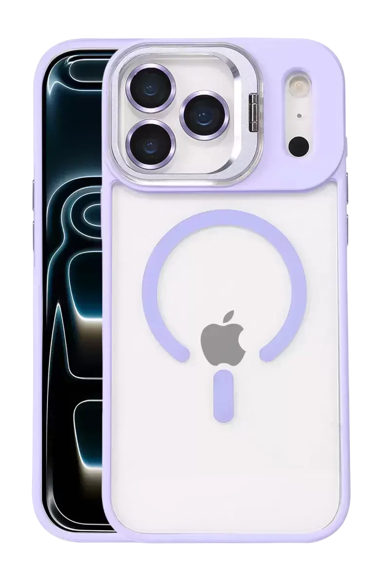 Joko Apple İphone 17 Pro Max Remim Lensli Magsafe Standlı Kapak - Lila