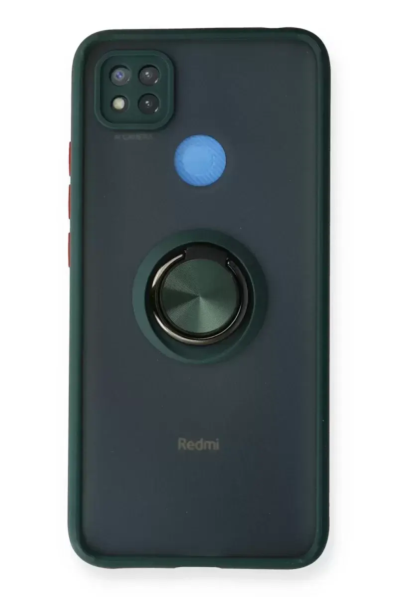 Newface Xiaomi Redmi 9c Kılıf Montreal Yüzüklü Silikon Kapak - Yeşil