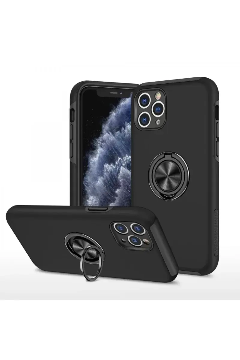 Newface İphone 11 Pro Max Kılıf Elit Yüzüklü Kapak - Siyah