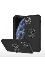 Newface İphone 11 Pro Max Kılıf Elit Yüzüklü Kapak - Siyah
