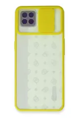 Newface Oppo Reno 4 Lite Kılıf Palm Buzlu Kamera Sürgülü Silikon - Sarı