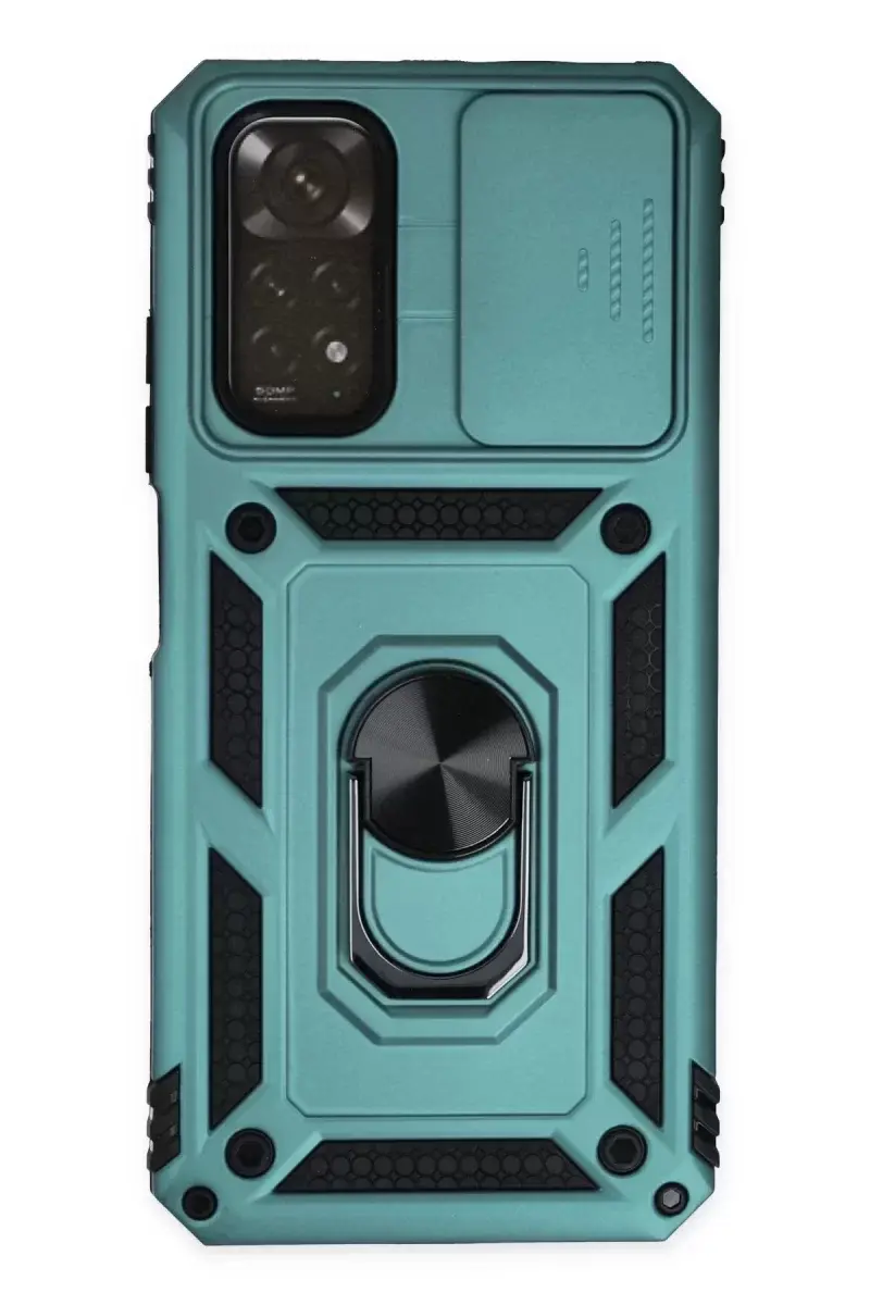 Newface Xiaomi Redmi Note 11 Kılıf Pars Lens Yüzüklü Silikon - Yeşil