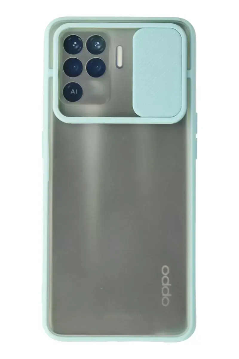 Newface Oppo Reno 5 Lite Kılıf Palm Buzlu Kamera Sürgülü Silikon - Turkuaz