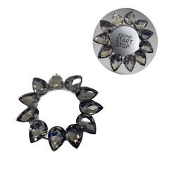 Kristal Damla Taşlı Start Stop Düğme Halkası Füme