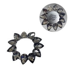 Kristal Damla Taşlı Start Stop Düğme Halkası Füme