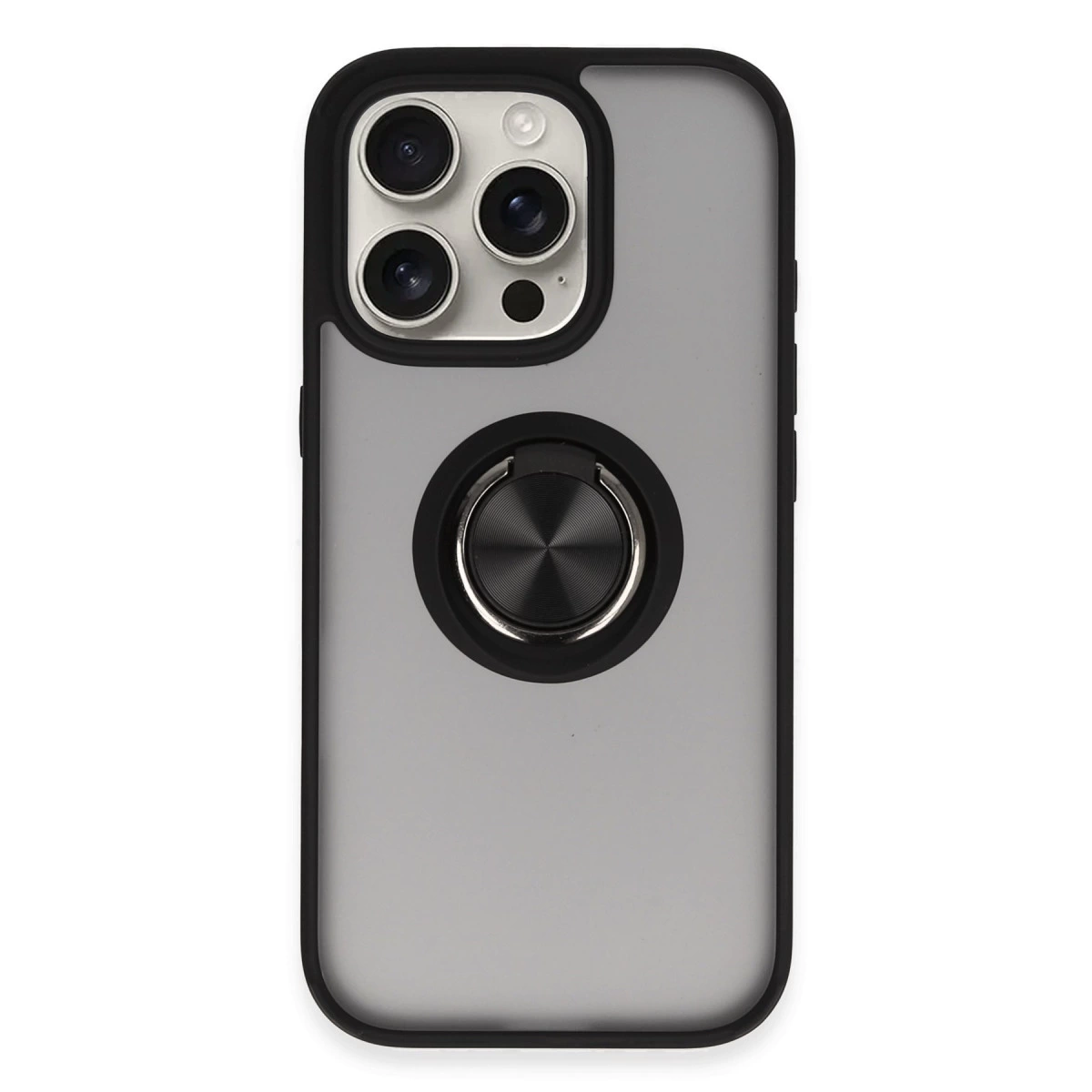 İphone 16 Pro Kılıf Montreal Yüzüklü Silikon Kapak - Siyah