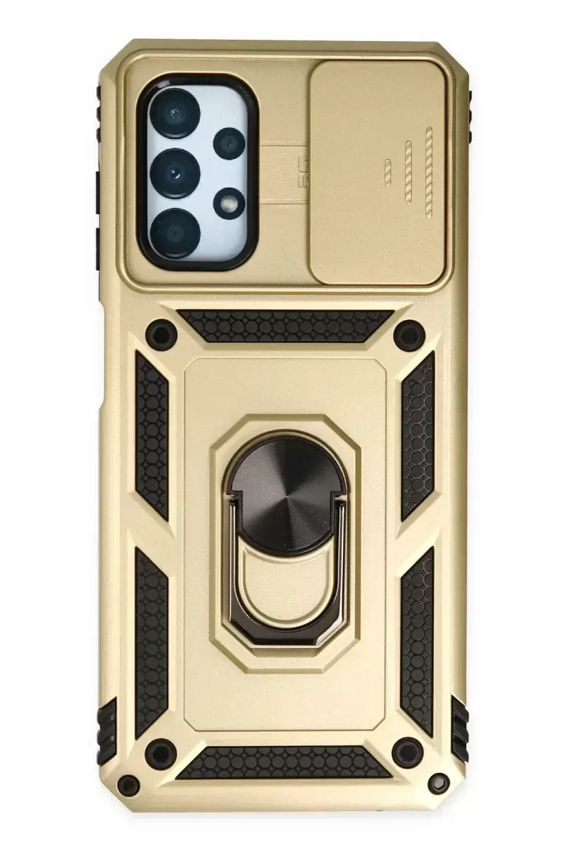Newface Samsung Galaxy A33 5g Kılıf Pars Lens Yüzüklü Silikon - Gold