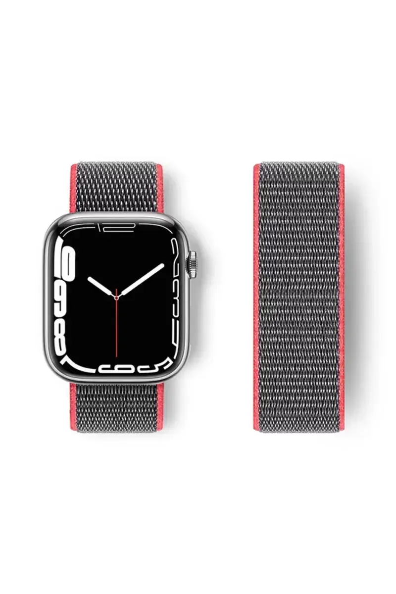 Newface Apple Watch 38mm Hasırlı Cırtcırtlı Kordon - Pembe