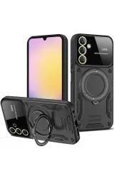 Newface Samsung Galaxy A14 4g Kılıf Joy Lens Standlı Kapak - Siyah