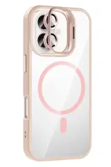 Joko Apple İphone 16 Remim Lensli Magsafe Standlı Kapak - Pembe