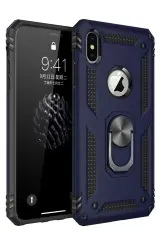 Newface İphone Xs Max Kılıf Sofya Yüzüklü Silikon Kapak - Lacivert