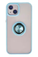 Newface İphone 15 Kılıf Montreal Yüzüklü Silikon Kapak - Buz Mavi