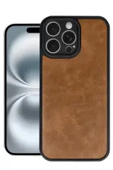 Newface Apple İphone 16 Pro Kılıf Aras Deri Kapak - Taba