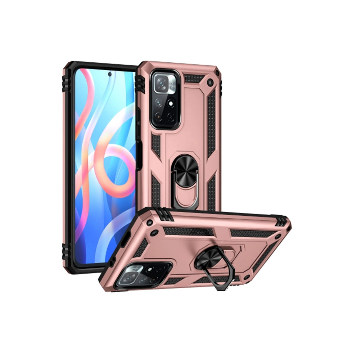 Xiaomi Redmi Note 11t Kılıf Sofya Yüzüklü Silikon Kapak - Rose