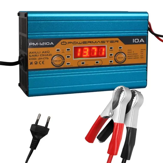 Powermaster Dc-1210a 12 Volt Max 10 Amper Digital Ekranlı Akıllı Akü Şarj Cihazı