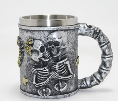 Sonsuz Aşk İskelet Tasarımlı 3d Kabartmalı Çelik Kupa Bardak Alk4370