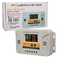 Powermaster Pm-10a 12v-24v 10a 4 Usb'li Dijital Otomatik Solar Şarj Regülatörü
